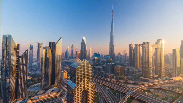 Dubai city skyline panoramic view